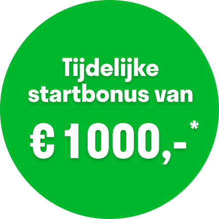 Tijdelijke startbonus van 1000 euro